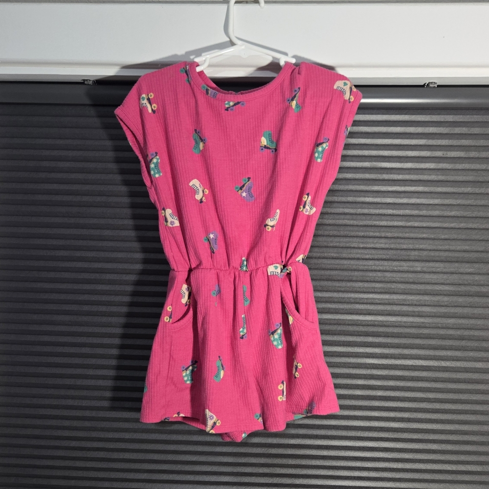 Tucker + Tate Hot Pink Short Sleeve Romper with Multicolor Print